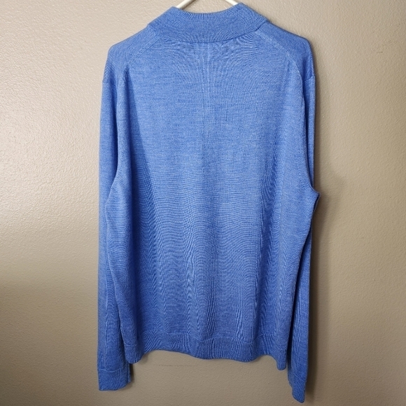 Nordstrom Mens Shop 100% Merino Wool Blue Quarter Zip Sweater-Size 2XL - Picture 6 of 8